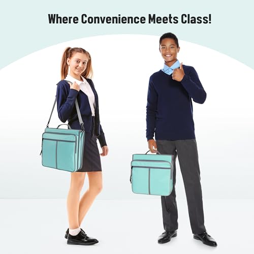 Joryin Zipper Binder with Shoulder Strap, 3-Ring Binders 2 Inch, 500 Sheet Capacity & Holds up to 14 Inch MacBook/Tablet, Multi-Pockets for School and Office Binder Organizer, Lavender