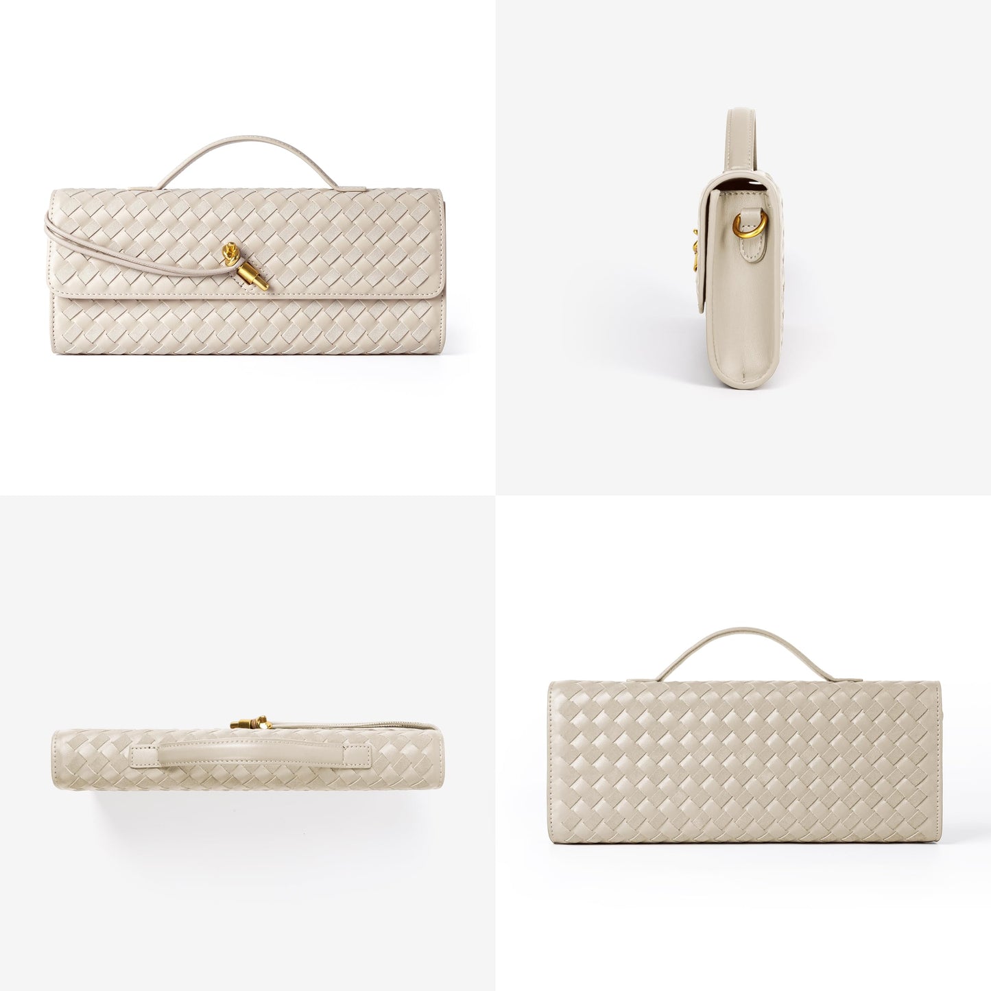 Woven Purse For Women Evening Clutch Woven Leather Handbags Crossbody Bag Suede Purse Formal Evening bag Seashell White Woven Leather & Suede