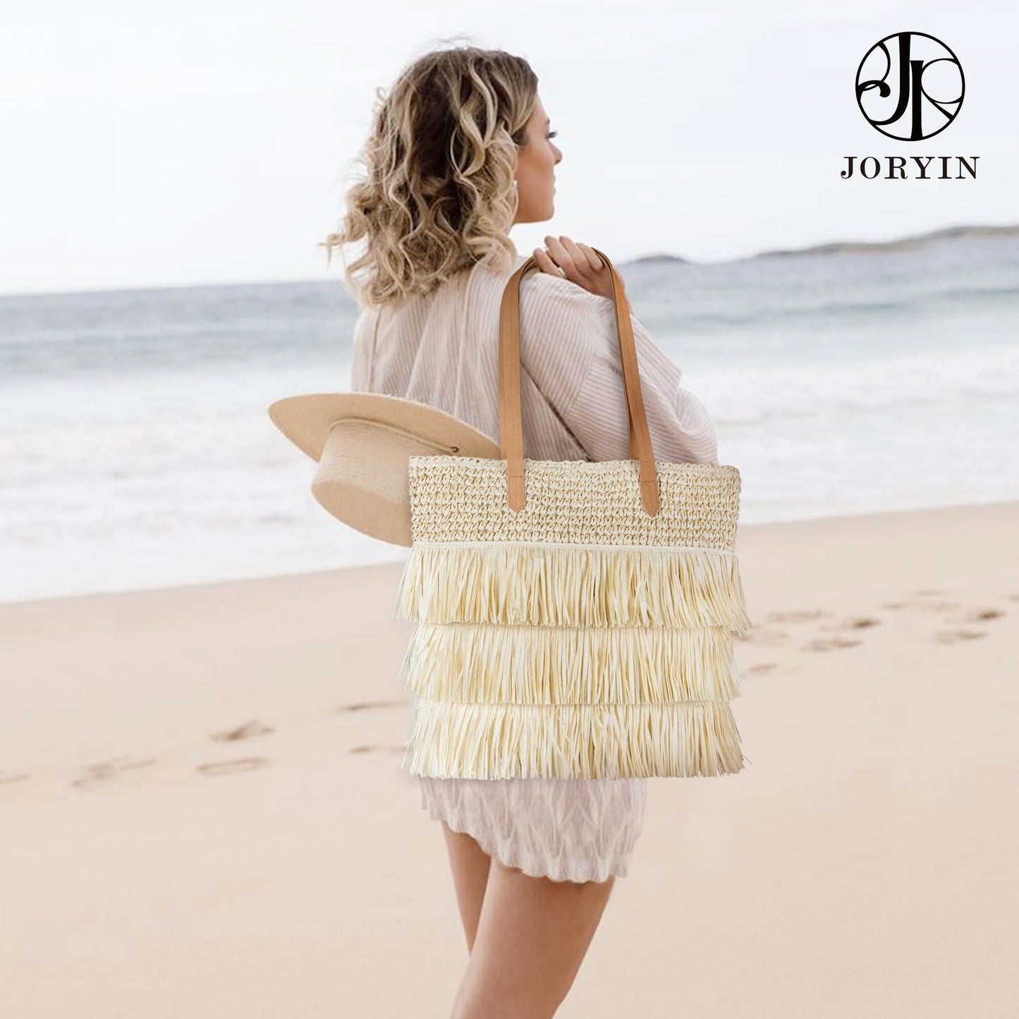 Beach Tote Bag for Women, Hand Woven Bags, Natural Fibre Boho Purse, Top Handle Hobo Handbag, Straw Summer Purses