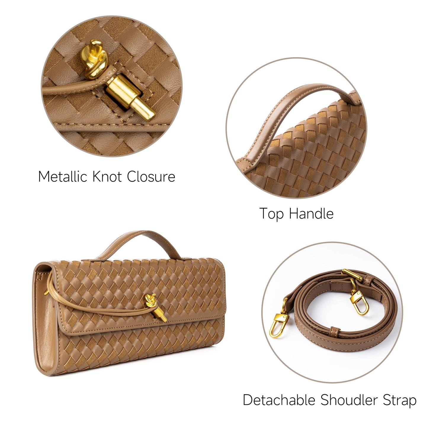 Woven Purse For Women Evening Clutch Woven Leather Handbags Crossbody Bag Suede Purse Formal Evening bag Seashell White Woven Leather & Suede