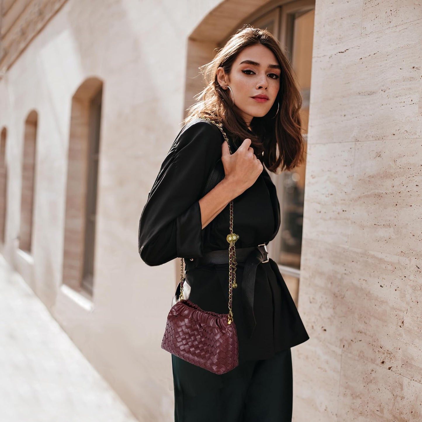 Joryin Woven Women's Crossbody Bag & Evening Purse, Trendy Dumpling Clutch & Hobo Cloud Shoulder Bag Trendy Dumpling Clutch