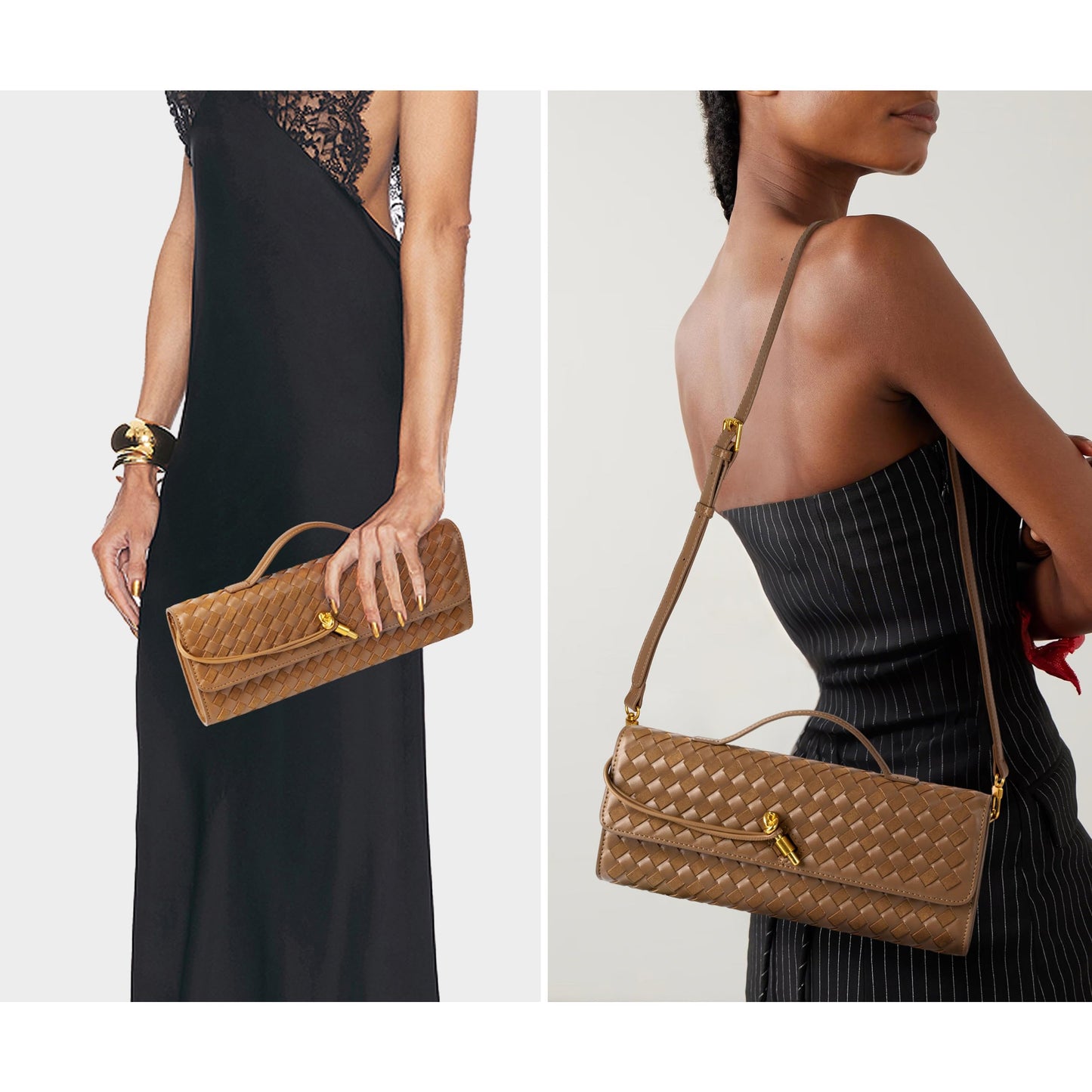Woven Purse For Women Evening Clutch Woven Leather Handbags Crossbody Bag Suede Purse Formal Evening bag Seashell White Woven Leather & Suede