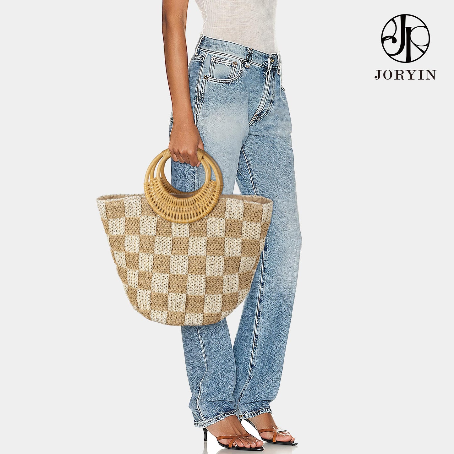 Beach Tote Bag for Women, Hand Woven Bags, Natural Fibre Boho Purse, Top Handle Hobo Handbag, Straw Summer Purses