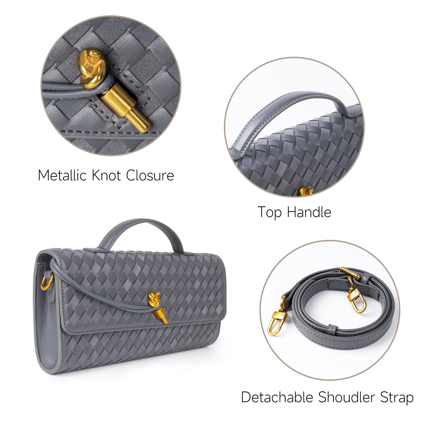 Woven Purse For Women Evening Clutch Woven Leather Handbags Crossbody Bag Suede Purse Formal Evening bag Seashell White Woven Leather & Suede