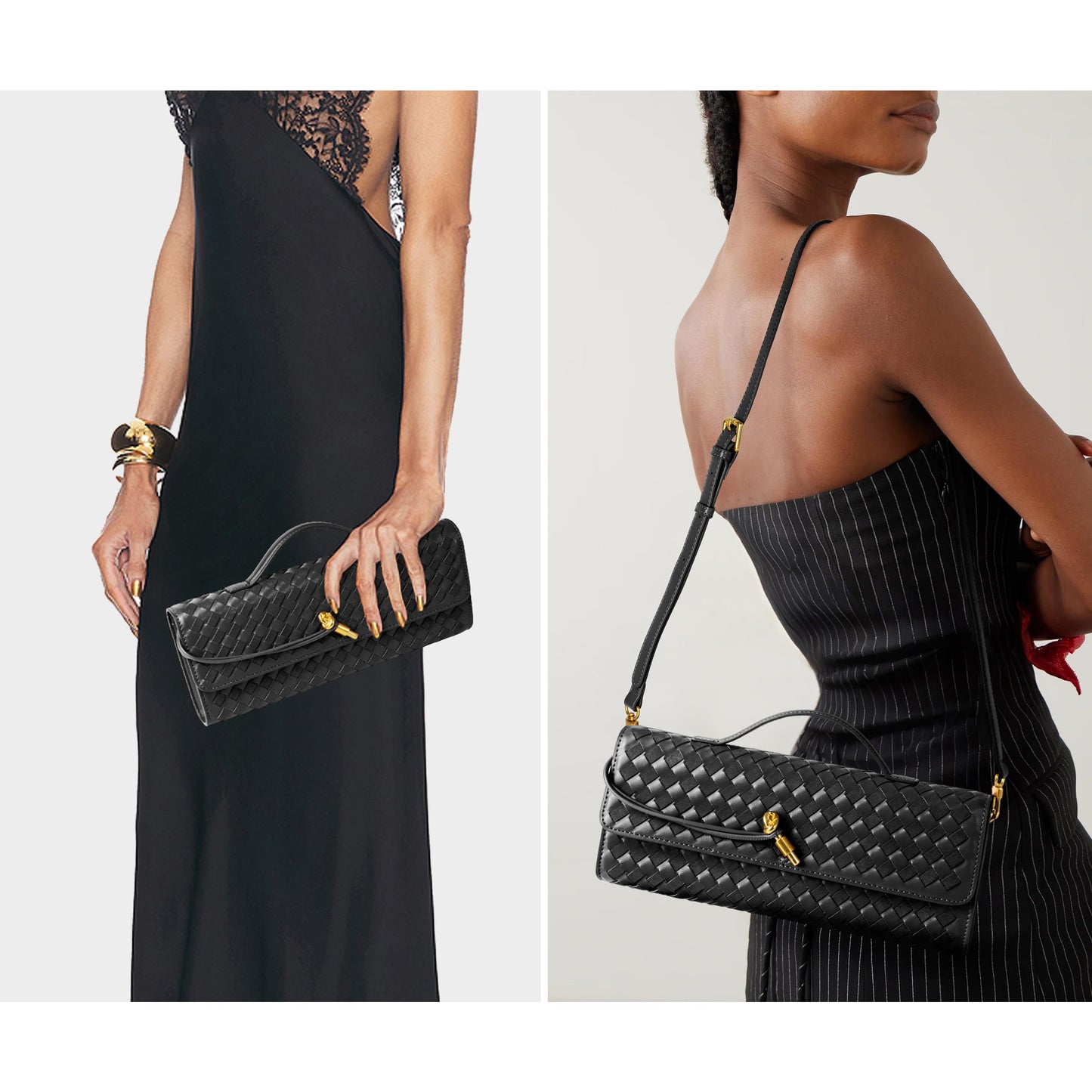 Woven Purse For Women Evening Clutch Woven Leather Handbags Crossbody Bag Suede Purse Formal Evening bag Seashell White Woven Leather & Suede