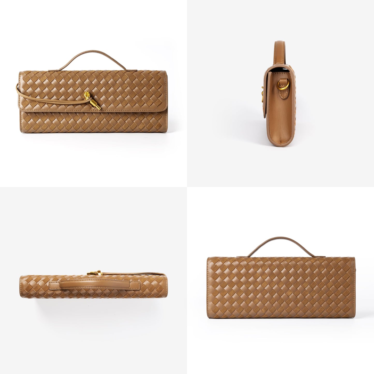 Woven Purse For Women Evening Clutch Woven Leather Handbags Crossbody Bag Suede Purse Formal Evening bag Seashell White Woven Leather & Suede