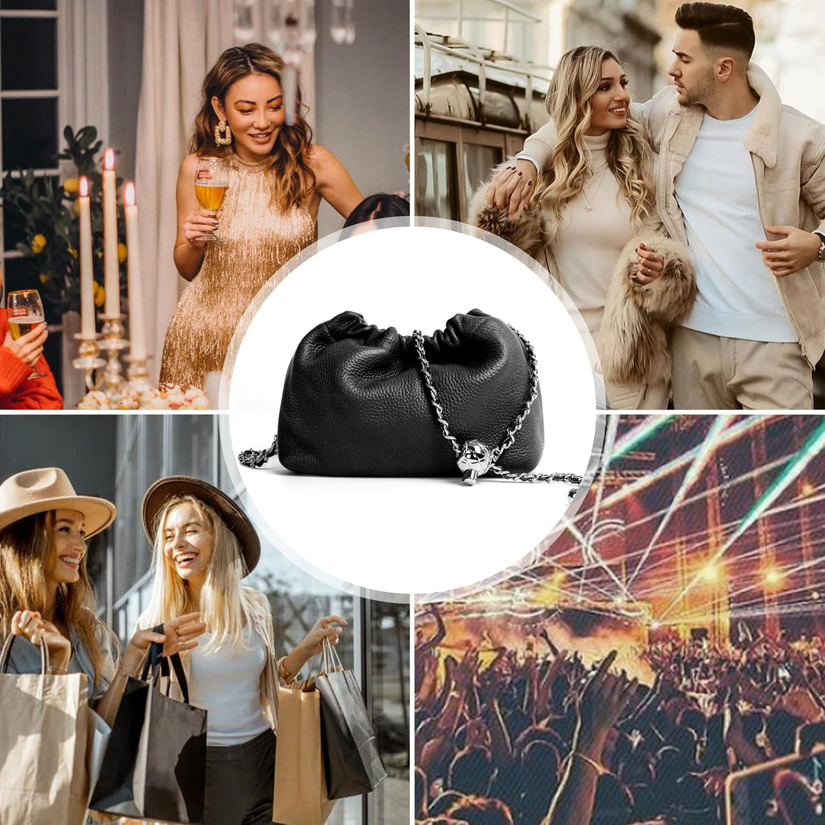 Joryin Trendy Dumpling Women's Crossbody Bag - Evening Clutch Vegan & Genuine Leather Hobo Cloud Purse