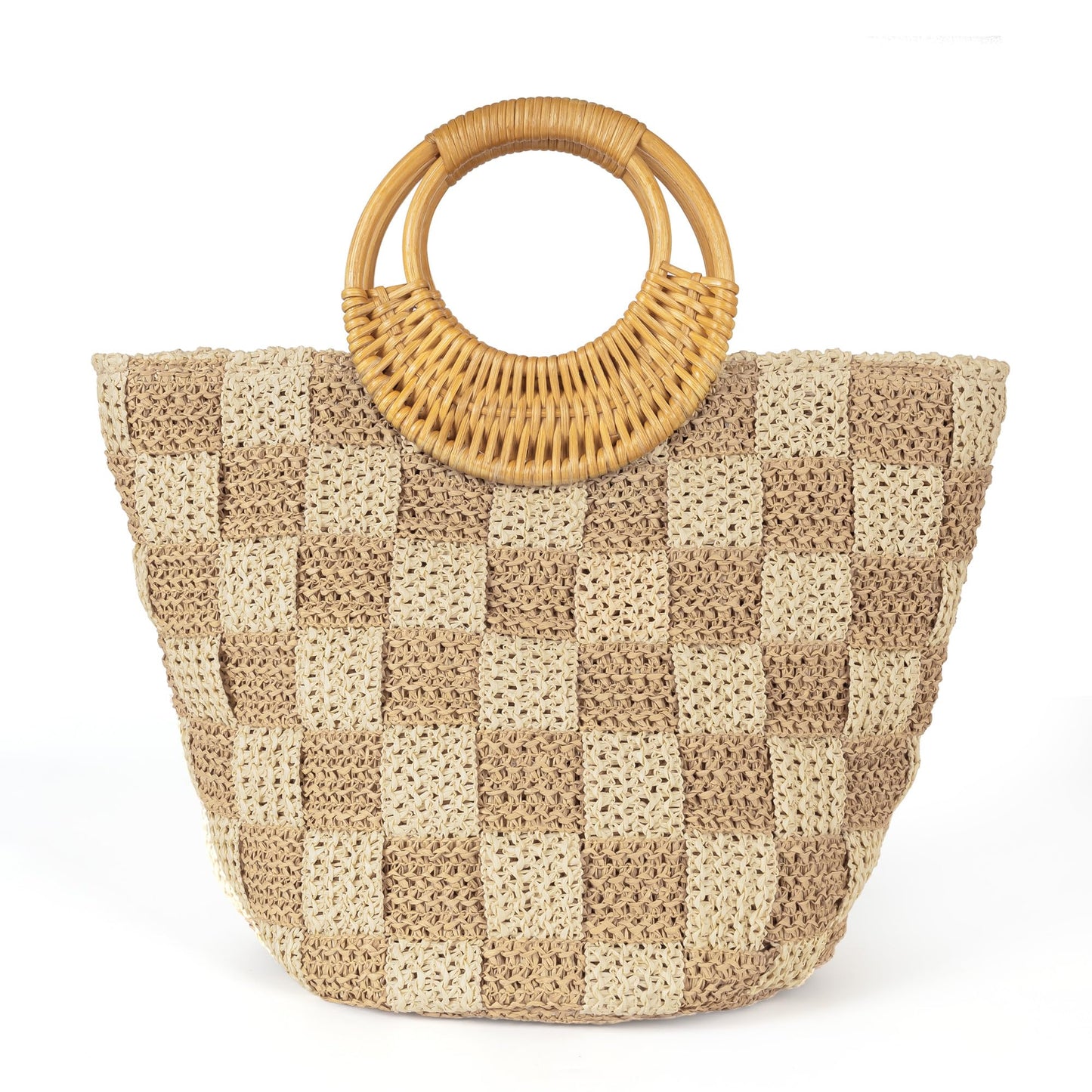 Beach Tote Bag for Women, Hand Woven Bags, Natural Fibre Boho Purse, Top Handle Hobo Handbag, Straw Summer Purses
