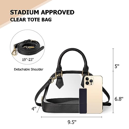 Joryin Clear Bag Stadium Approved Clear Purse for Women Classic Zipper Vegan Leather Tote Bag Handbag