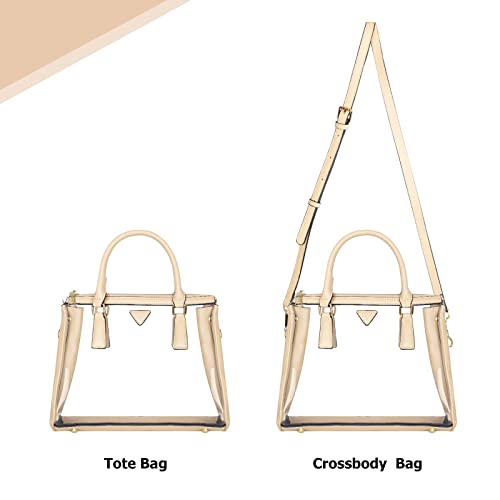 Joryin Clear Bag for Women Clear Bags Stadium Approved Clear Tote Bag with Zipper Crossbody Bag Fashion Satchel Bag Transparent Bag Warm Beige