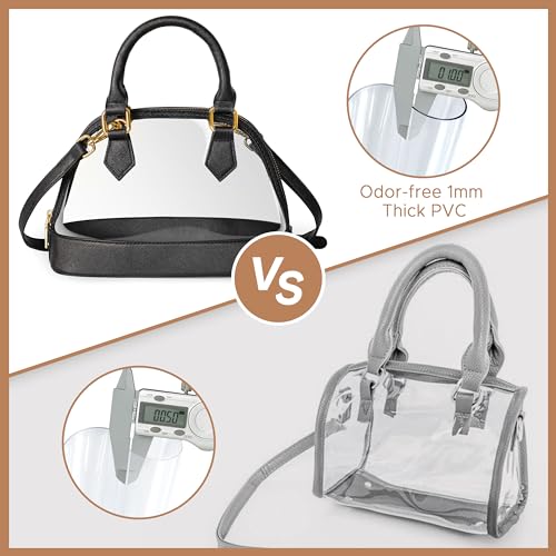 Joryin Clear Bag Stadium Approved Clear Purse for Women Classic Zipper Vegan Leather Tote Bag Handbag