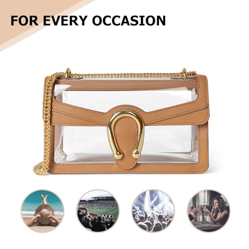 Joryin Clear Bag for Women Clear Bags Stadium Approved Shoulder Bag Crossbody Bag Small Clear Purse Chain
