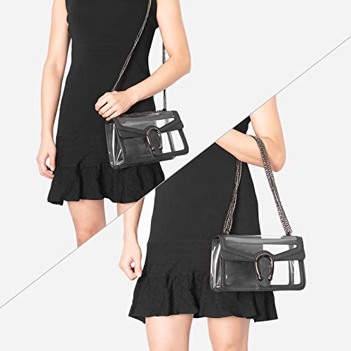 Joryin Clear Bag for Women Clear Bags Stadium Approved Clear Purse Shoulder Bag Crossbody Bag Fashion Small Handbag Clutch Bag Transparent Bag Black