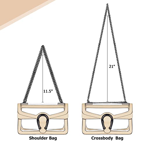 Joryin Clear Bag for Women Clear Bags Stadium Approved Clear Purse Shoulder Bag Crossbody Bag Fashion Small Handbag Clutch Bag Transparent Bag Black Warm Beige