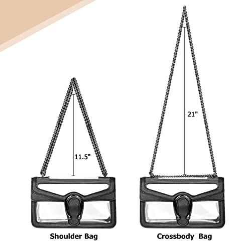 Joryin Clear Bag for Women Clear Bags Stadium Approved Clear Purse Shoulder Bag Crossbody Bag Fashion Small Handbag Clutch Bag Transparent Bag Black