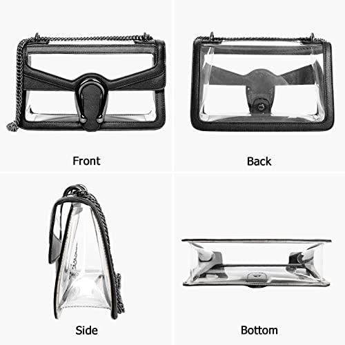 Joryin Clear Bag for Women Clear Bags Stadium Approved Clear Purse Shoulder Bag Crossbody Bag Fashion Small Handbag Clutch Bag Transparent Bag Black