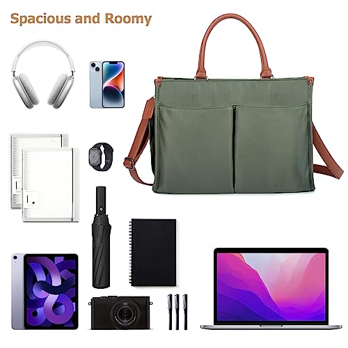 Joryin Nurse Tote Bag Nursing Bag for Work, Multiple Pockets Clinical Bag Medical Supplies Shoulder Bag with Faux Leather Handle & Padded Laptop Sleeve for Home Health Care Nurse Teacher Students