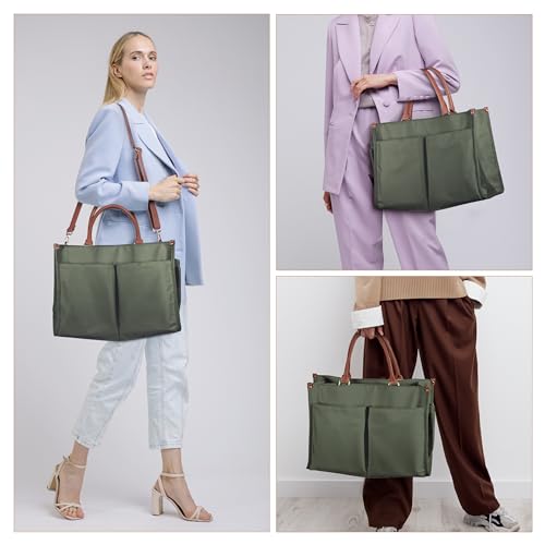 Joryin Nurse Tote Bag Nursing Bag for Work, Multiple Pockets Clinical Bag Medical Supplies Shoulder Bag with Faux Leather Handle & Padded Laptop Sleeve for Home Health Care Nurse Teacher Students