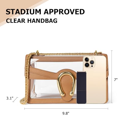 Joryin Clear Bag for Women Clear Bags Stadium Approved Shoulder Bag Crossbody Bag Small Clear Purse Chain