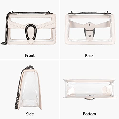 Joryin Clear Bag for Women Clear Bags Stadium Approved Clear Purse Shoulder Bag Crossbody Bag Fashion Small Handbag Clutch Bag Transparent Bag Black Cream