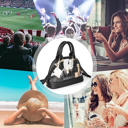 Joryin Clear Bag Stadium Approved Clear Purse for Women Classic Zipper Vegan Leather Tote Bag Handbag