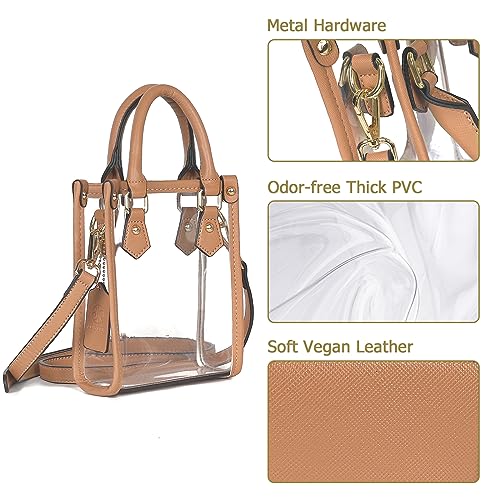 Joryin Clear Bag Stadium Approved Small Clear Purse for Women Mini Tote Cross Body Handbag