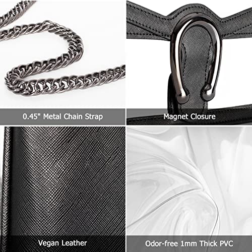 Joryin Clear Bag for Women Clear Bags Stadium Approved Clear Purse Shoulder Bag Crossbody Bag Fashion Small Handbag Clutch Bag Transparent Bag Black