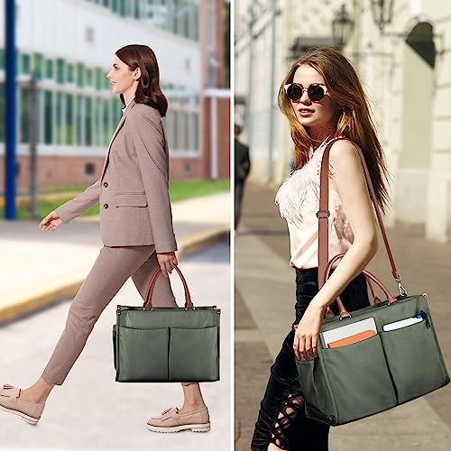 Joryin Nurse Tote Bag Nursing Bag for Work, Multiple Pockets Clinical Bag Medical Supplies Shoulder Bag with Faux Leather Handle & Padded Laptop Sleeve for Home Health Care Nurse Teacher Students