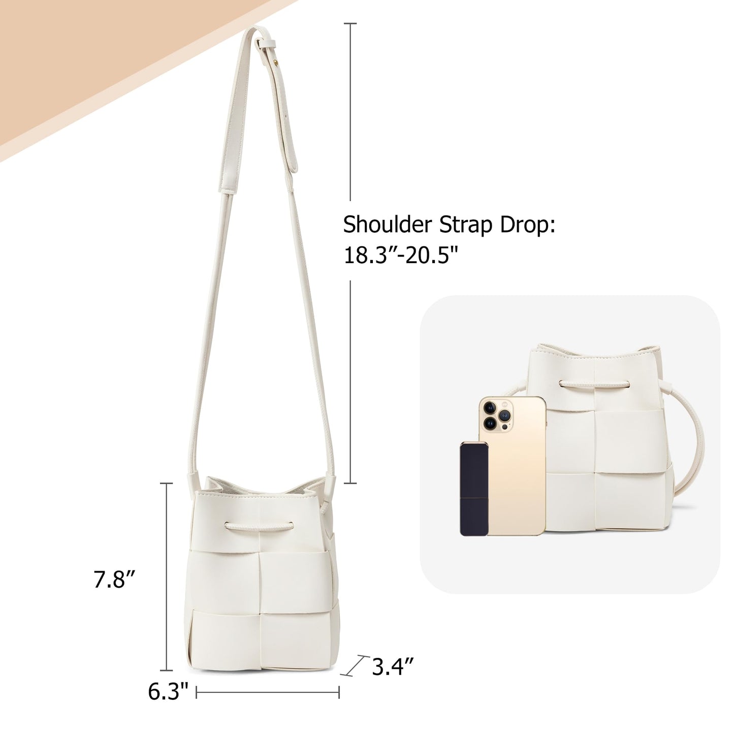 Woven Crossbody Bags for Women, Handmade Woven Leather Bucket Bag Hobo Bags for Women. Small Bucket Purse Shoulder Bag Handbag Clutch, Magnetic Snap Closures