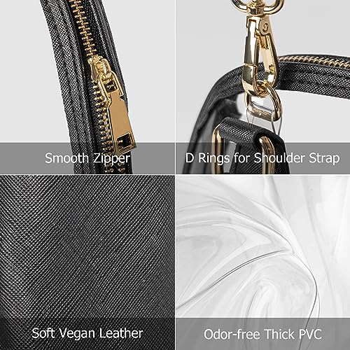 Joryin Clear Bag Stadium Approved Clear Purse for Women Classic Zipper Vegan Leather Tote Bag Handbag