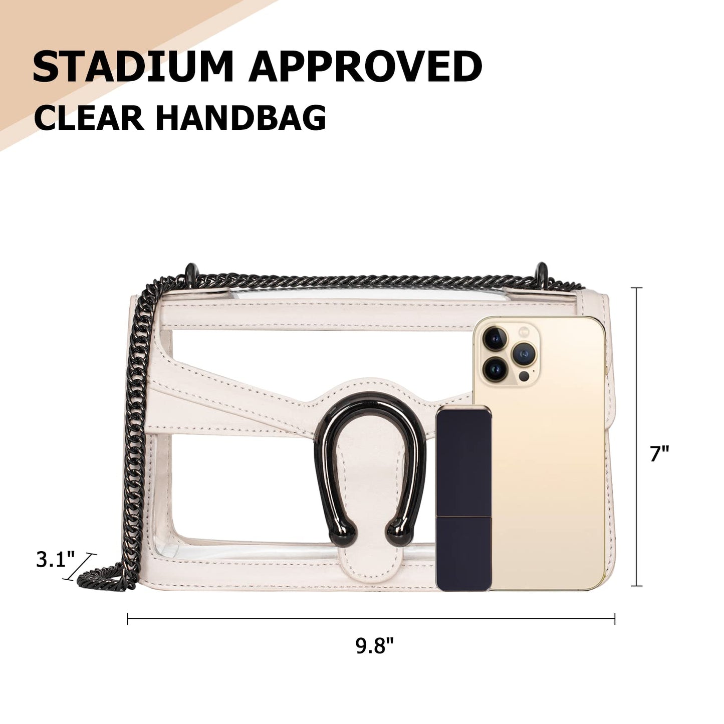 Joryin Women's Stadium Approved Crossbody Bag for Women, Small Clear Bag Shoudler Purse with Chain Strap
