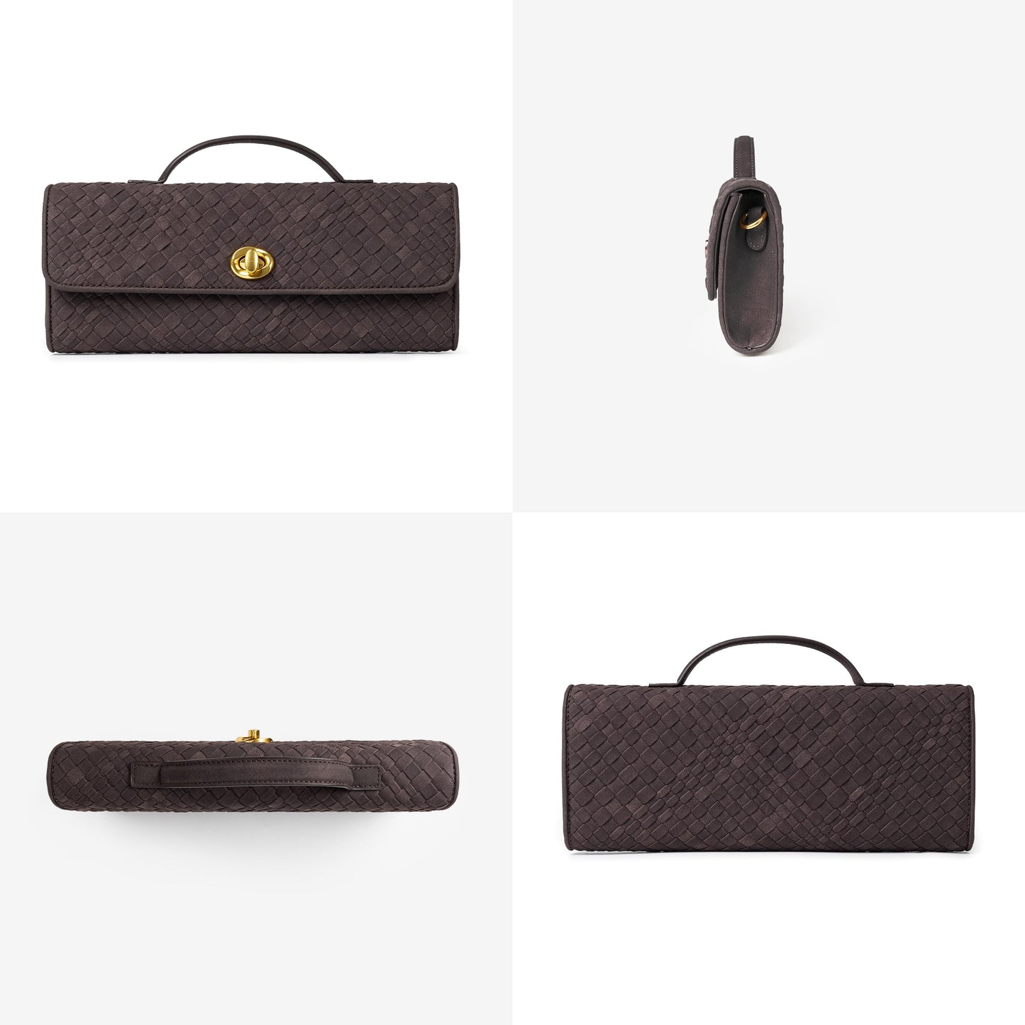 Joryin Woven Purse for Women Evening Clutch Woven Leather & Suede Handbags Crossbody Bag Purse Formal Evening Bag