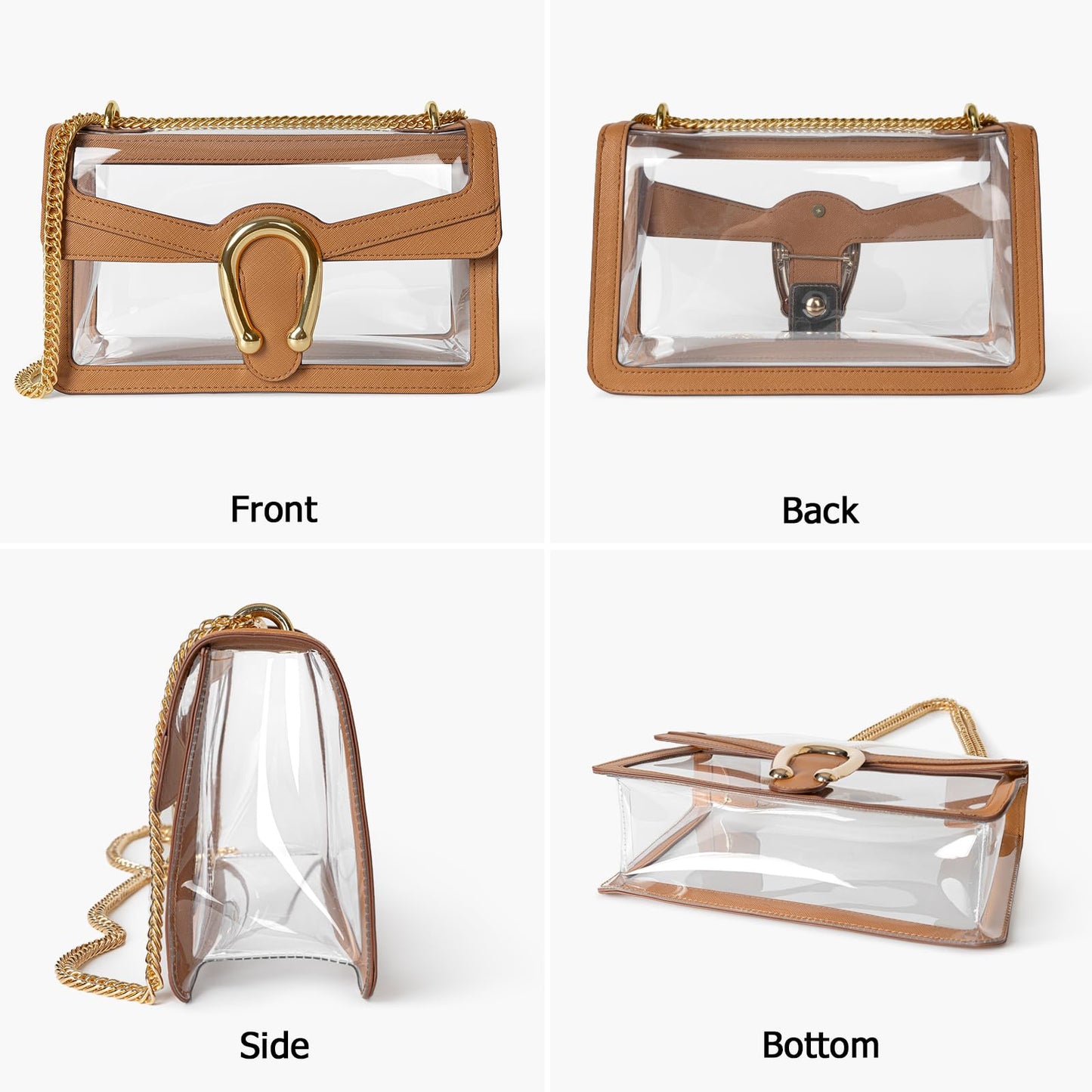 Joryin Women's Stadium Approved Crossbody Bag for Women, Small Clear Bag Shoudler Purse with Chain Strap