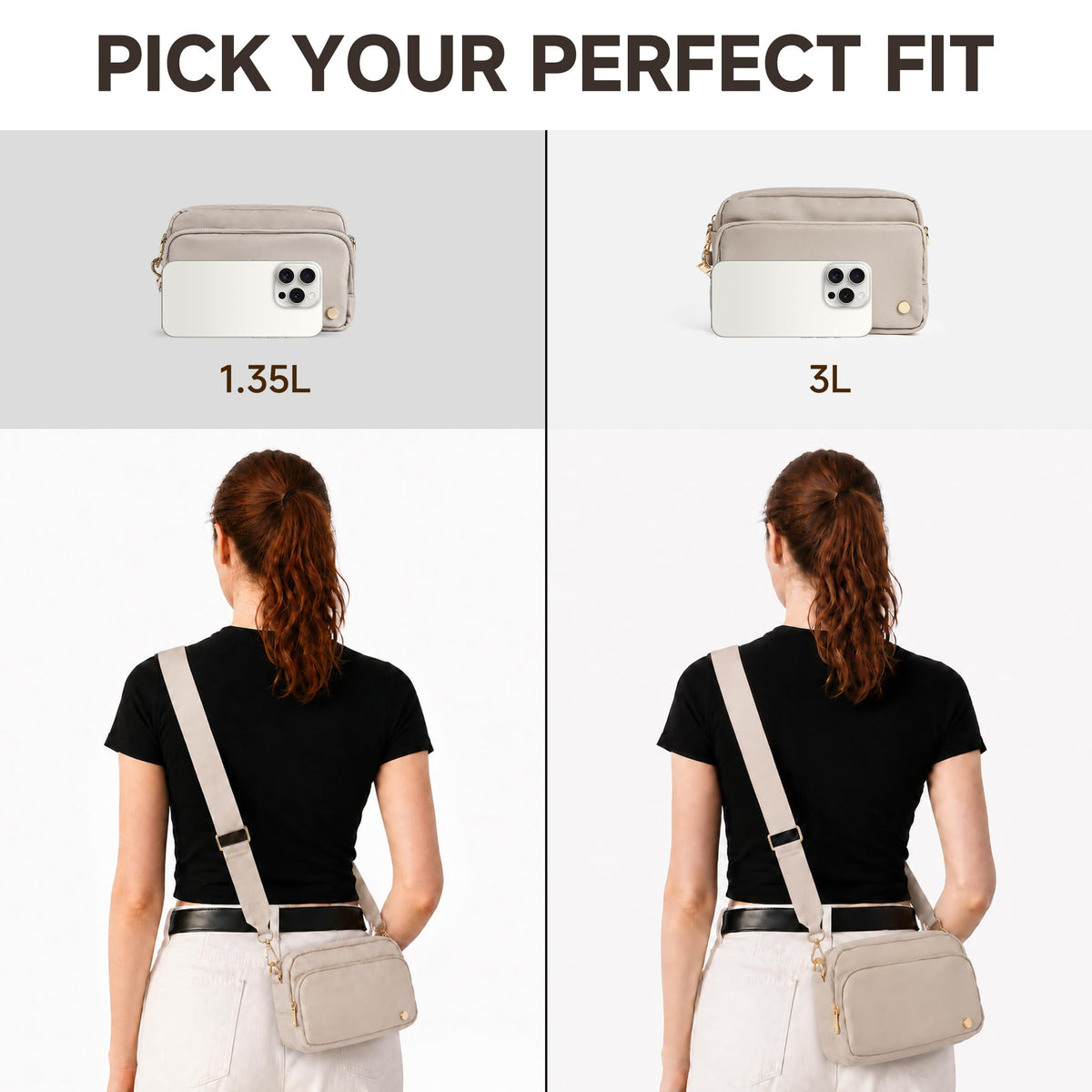 Joryin Anti Theft Crossbody Bag for Women, Slash-resistant RFID Blocking Travel Purses, 1.35L/3L Shoulder Bag, Nylon