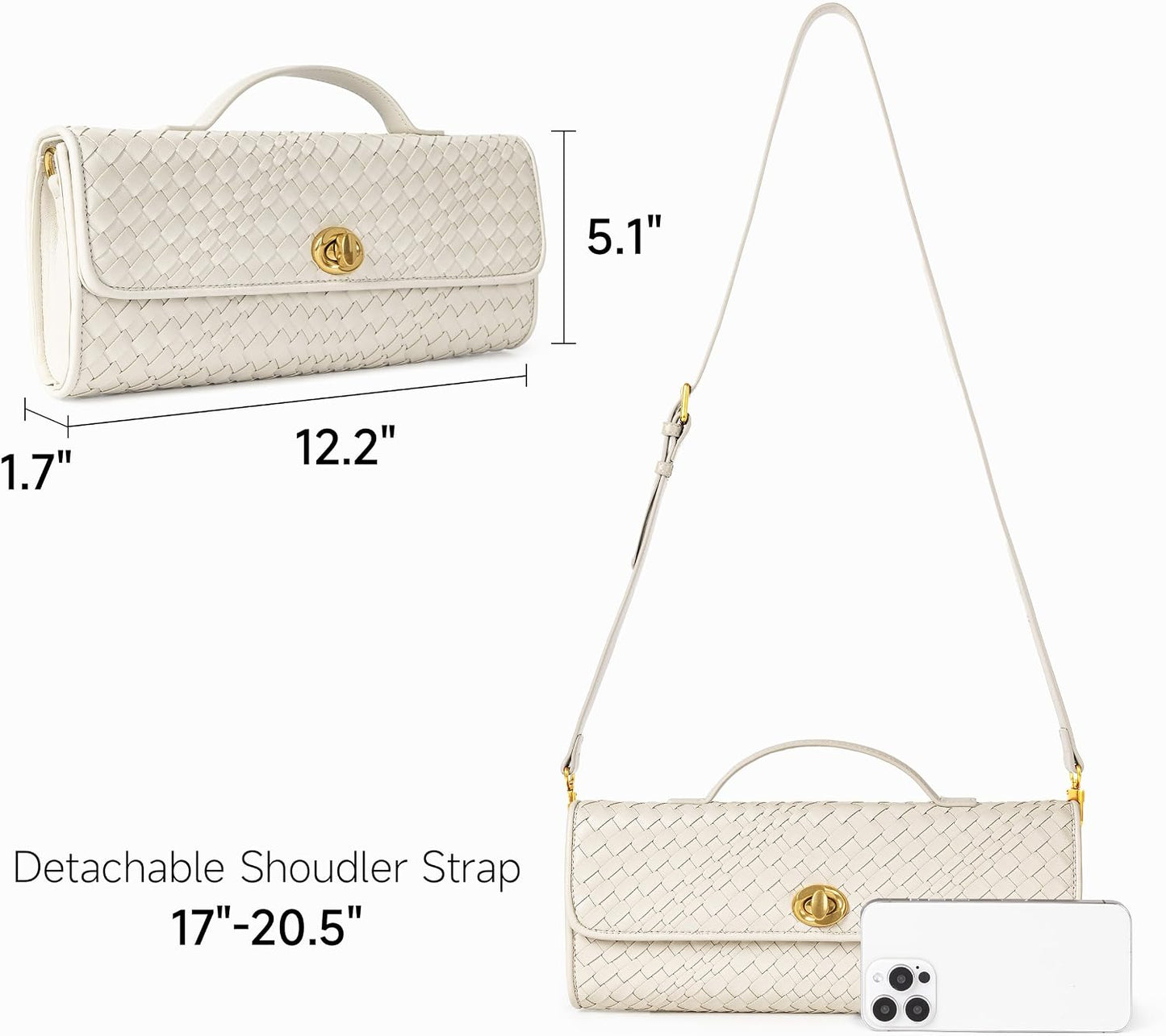 Joryin Woven Purse for Women Evening Clutch Woven Leather & Suede Handbags Crossbody Bag Purse Formal Evening Bag