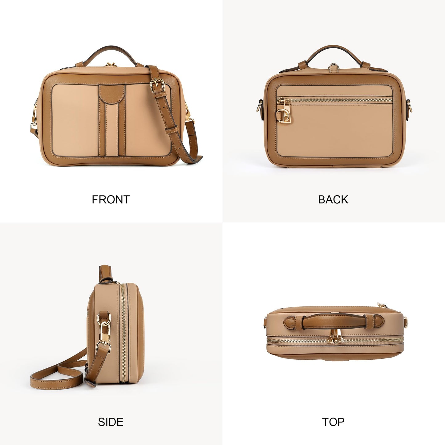 Anti Theft Crossbody Bag for Women Trendy, Rfid Blocking Crossbody Purse Travel Bag Top Handle Small Shoulder Handbag Brown Peach