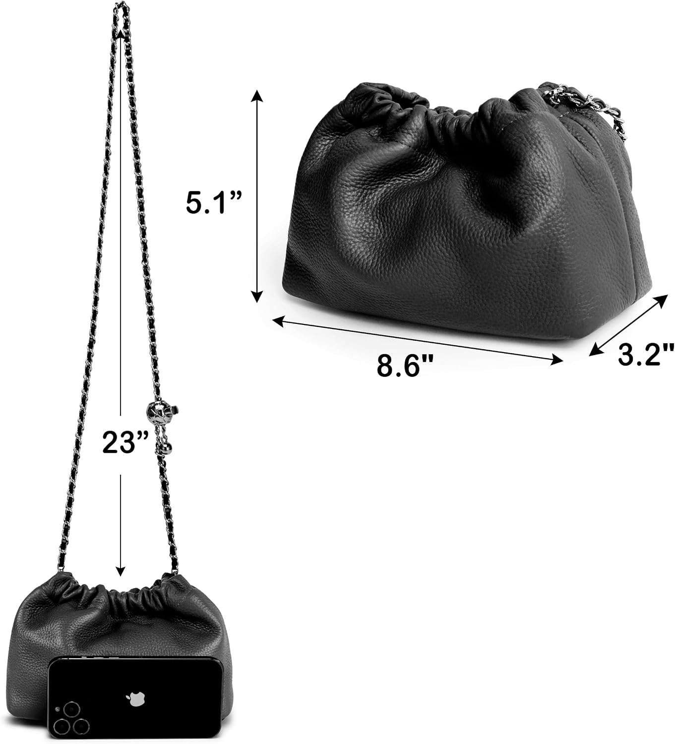 Joryin Trendy Dumpling Women's Crossbody Bag - Evening Clutch Vegan & Genuine Leather Hobo Cloud Purse