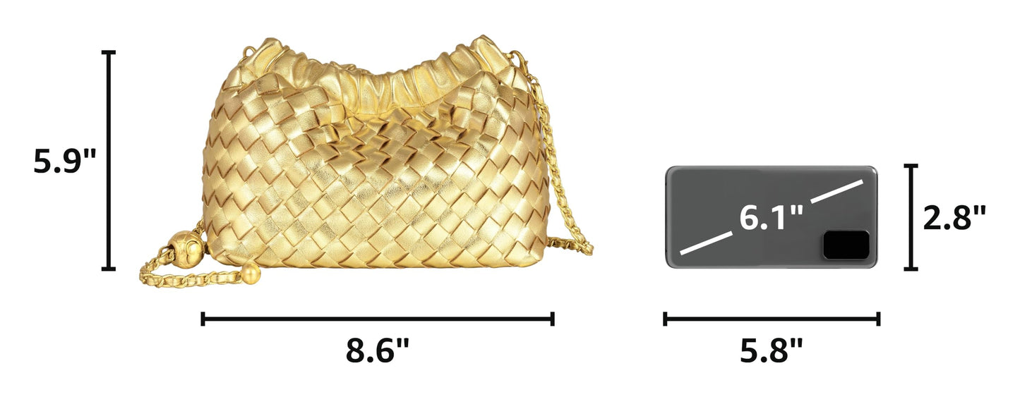 Joryin Woven Women's Crossbody Bag & Evening Purse, Trendy Dumpling Clutch & Hobo Cloud Shoulder Bag Trendy Dumpling Clutch