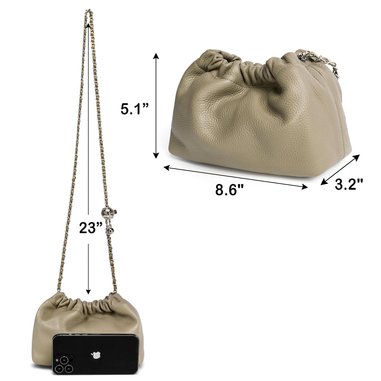 Joryin Trendy Dumpling Women's Crossbody Bag - Evening Clutch Vegan & Genuine Leather Hobo Cloud Purse