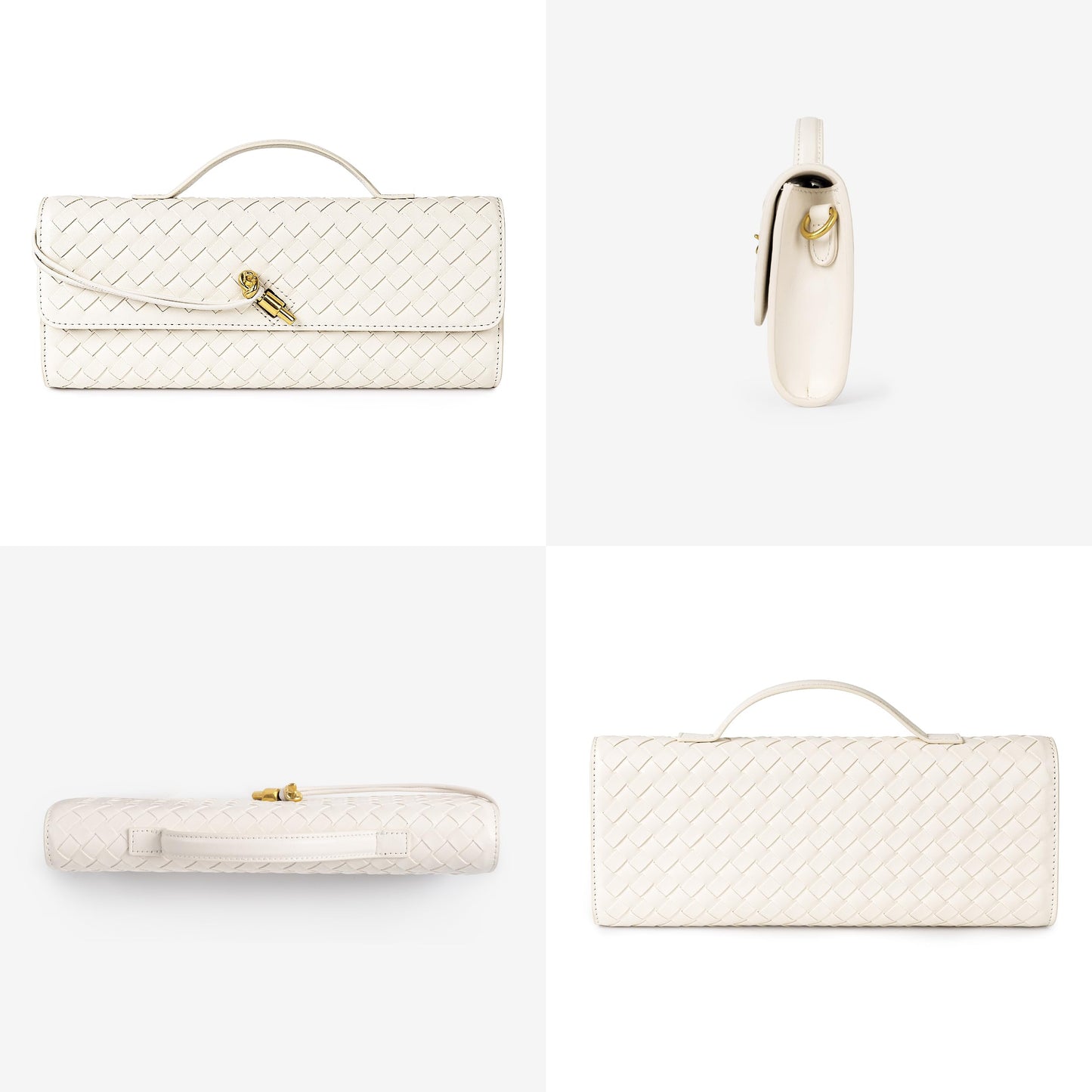 Joryin Woven Purse for Women Evening Clutch Woven Leather Handbags Crossbody Bag Purse Formal Evening Bag, Vegan Leather