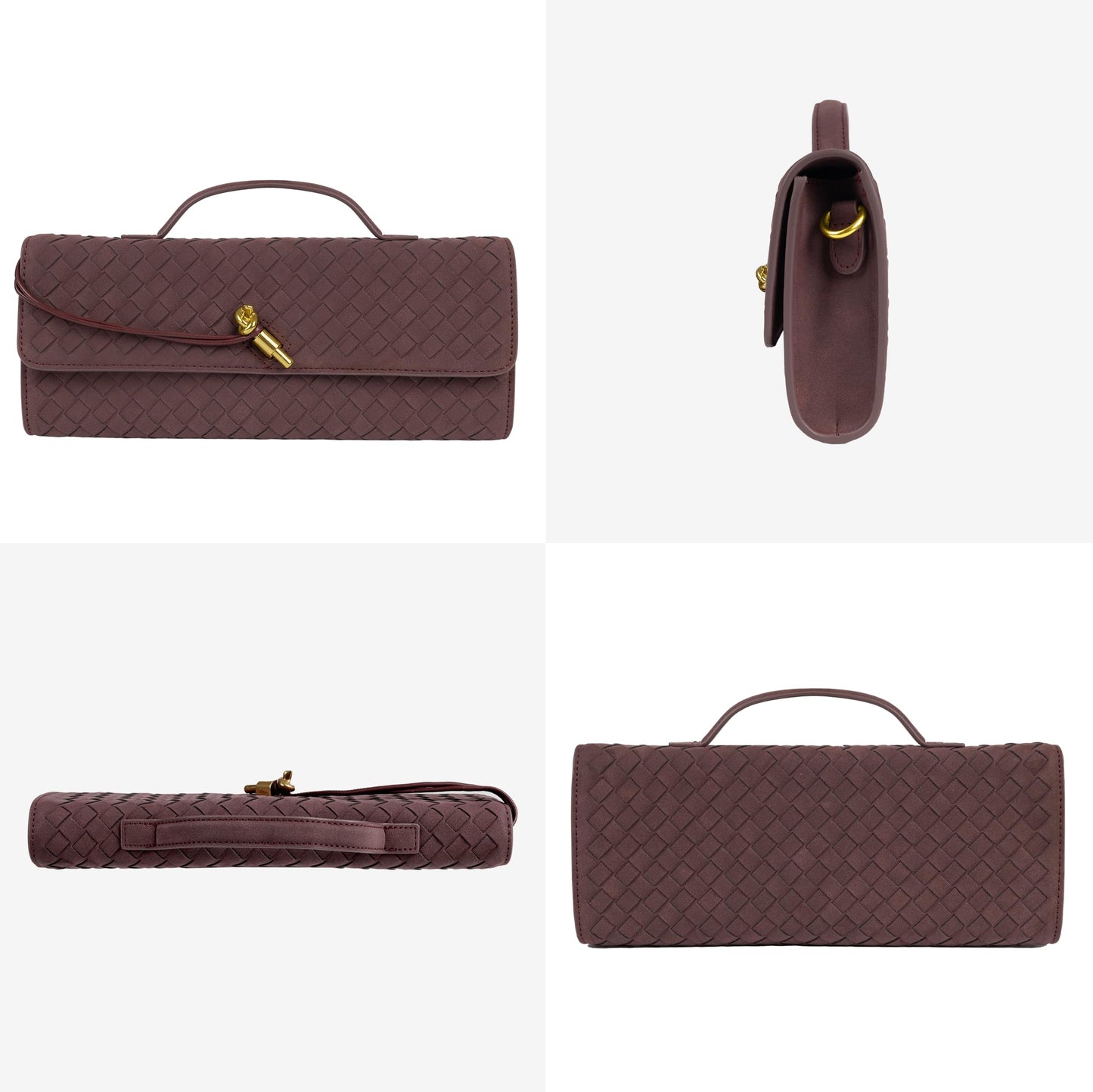 Woven Purse for Women Evening Clutch Woven Leather Handbags Crossbody Bag Formal Evening Bag Charcoal Woven Leather