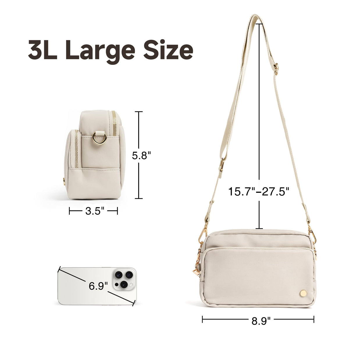 Joryin Anti Theft Crossbody Bag for Women, Slash-resistant RFID Blocking Travel Purses, 1.35L/3L Shoulder Bag, Nylon