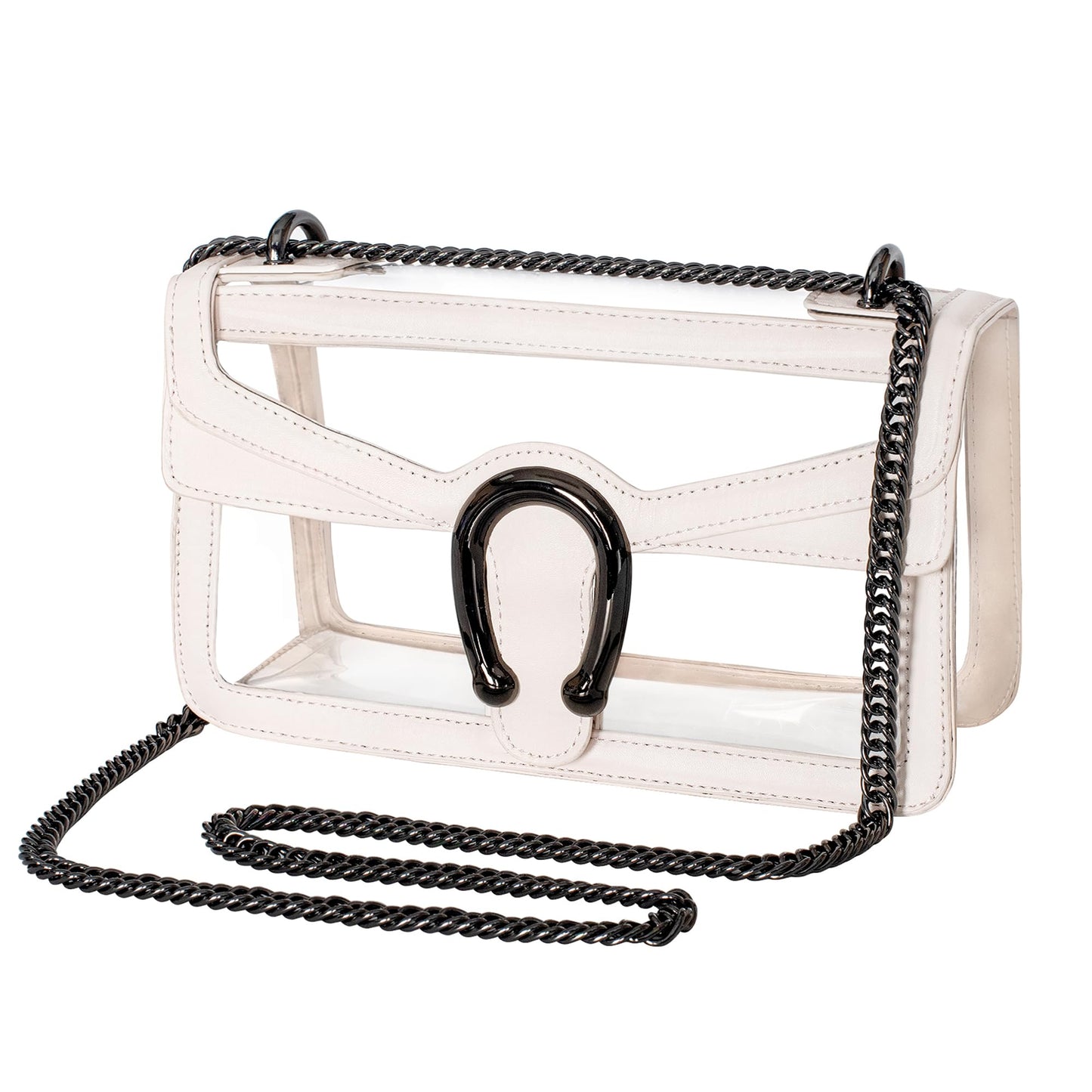 Joryin Women's Stadium Approved Crossbody Bag for Women, Small Clear Bag Shoudler Purse with Chain Strap