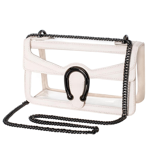 Joryin Women's Stadium Approved Crossbody Bag for Women, Small Clear Bag Shoudler Purse with Chain Strap