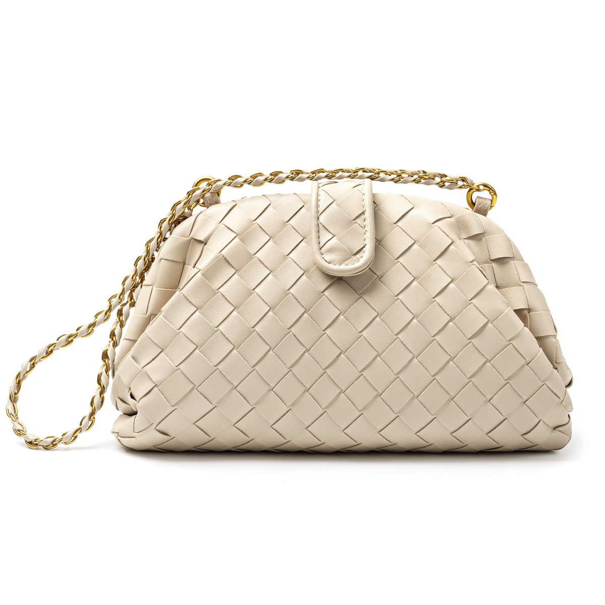 Joryin Woven Evening Bag for Women Woven Leather Dumpling Clutch Crossbody Handbag Shoulder Purse, Vegan Leather