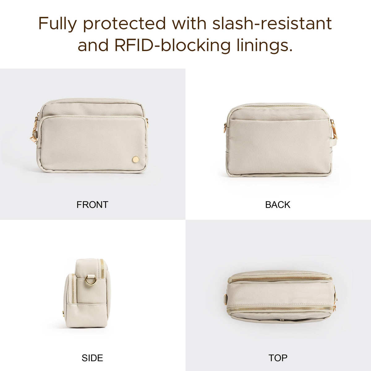 Joryin Anti Theft Crossbody Bag for Women, Slash-resistant RFID Blocking Travel Purses, 1.35L/3L Shoulder Bag, Nylon