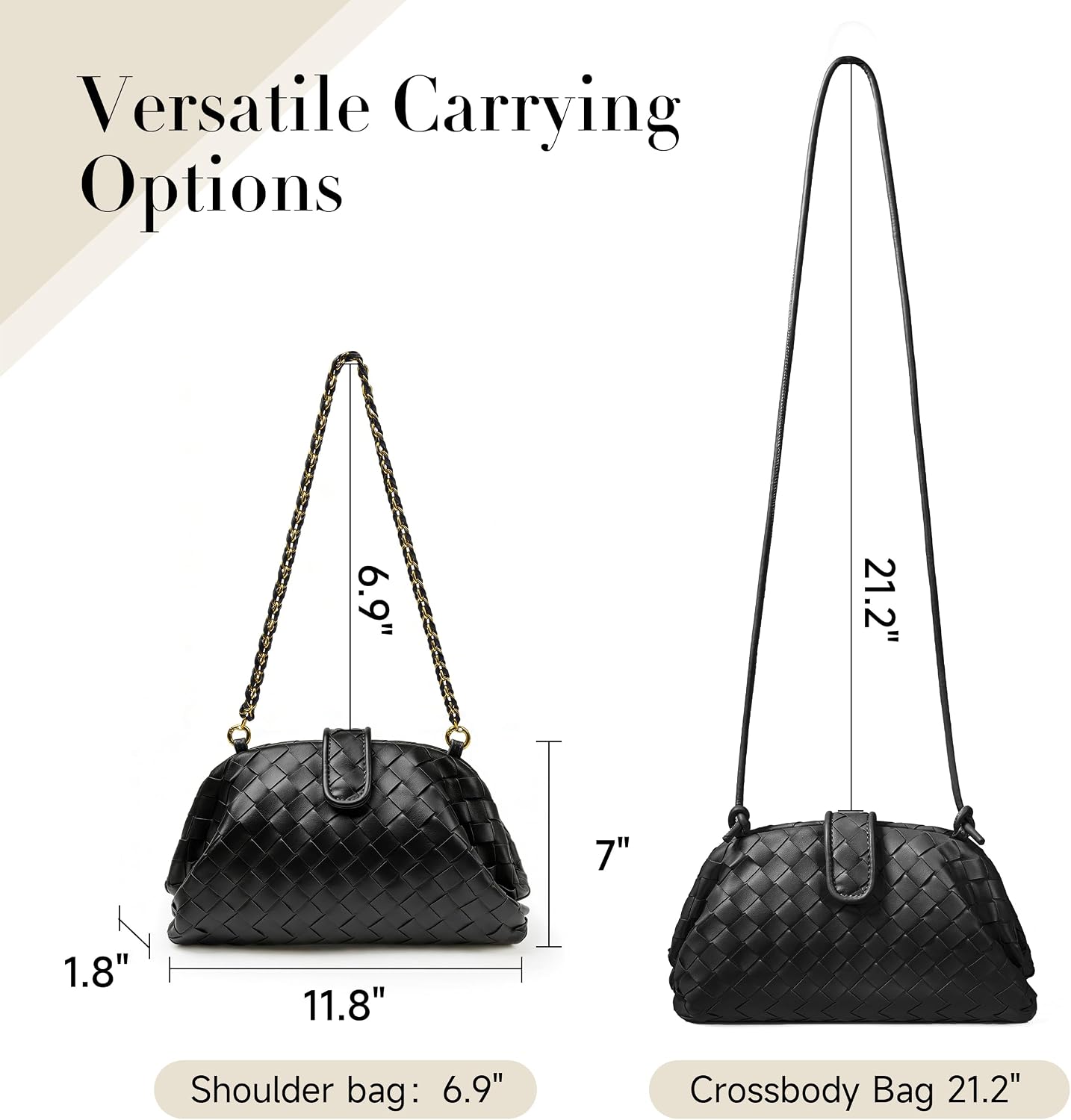 Joryin Woven Evening Bag for Women Woven Leather Dumpling Clutch Crossbody Handbag Shoulder Purse, Vegan Leather