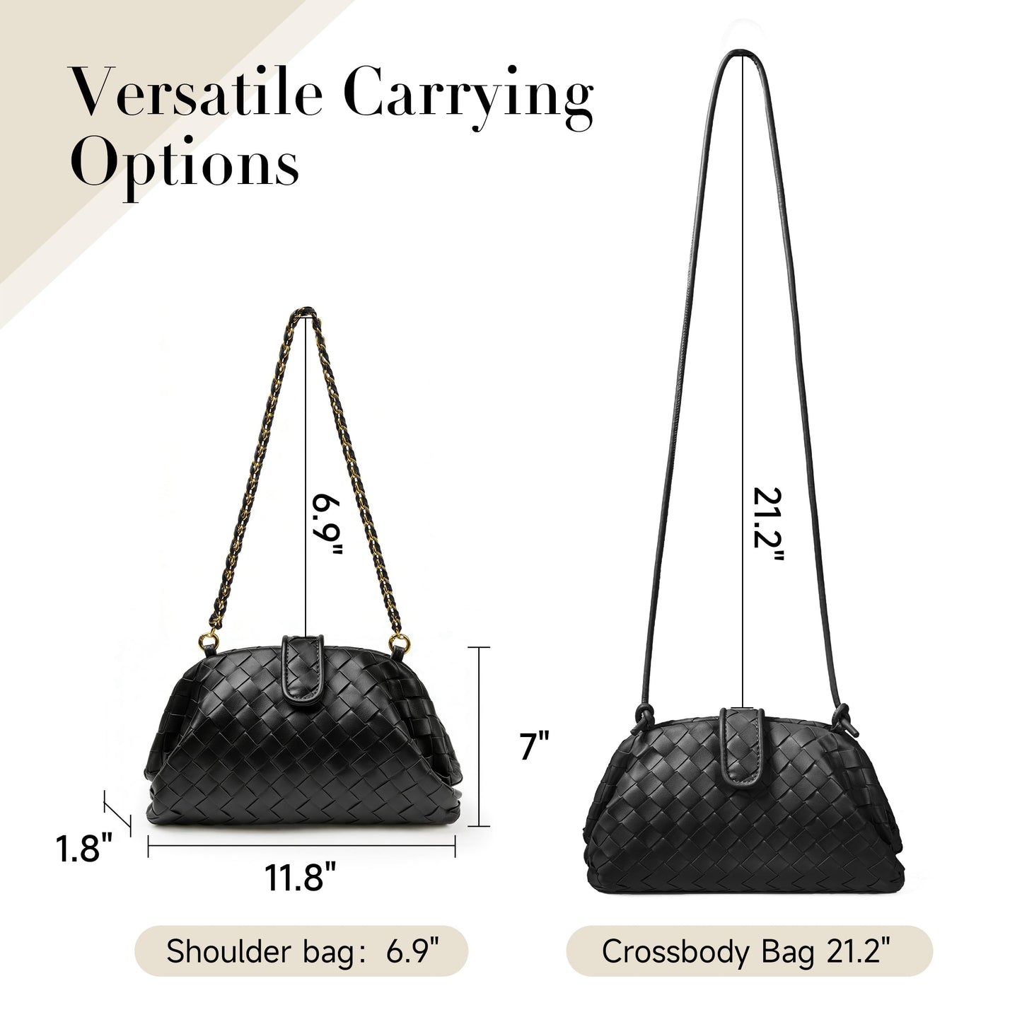 Joryin Woven Evening Bag for Women Woven Leather Dumpling Clutch Crossbody Handbag Shoulder Purse, Vegan Leather