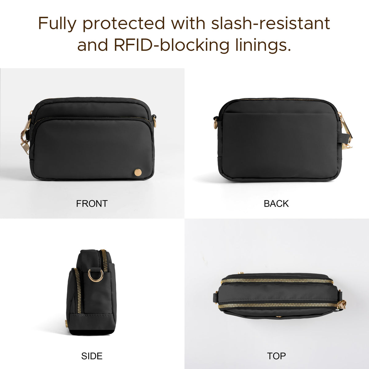 Joryin Anti Theft Crossbody Bag for Women, Slash-resistant RFID Blocking Travel Purses, 1.35L/3L Shoulder Bag, Nylon