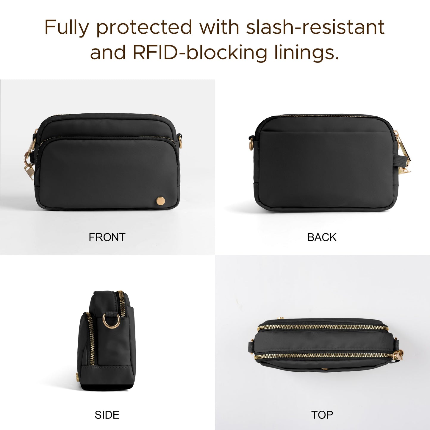 Joryin Anti Theft Crossbody Bag for Women, Slash-resistant RFID Blocking Travel Purses, Small Shoulder Bag Handbag, Nylon